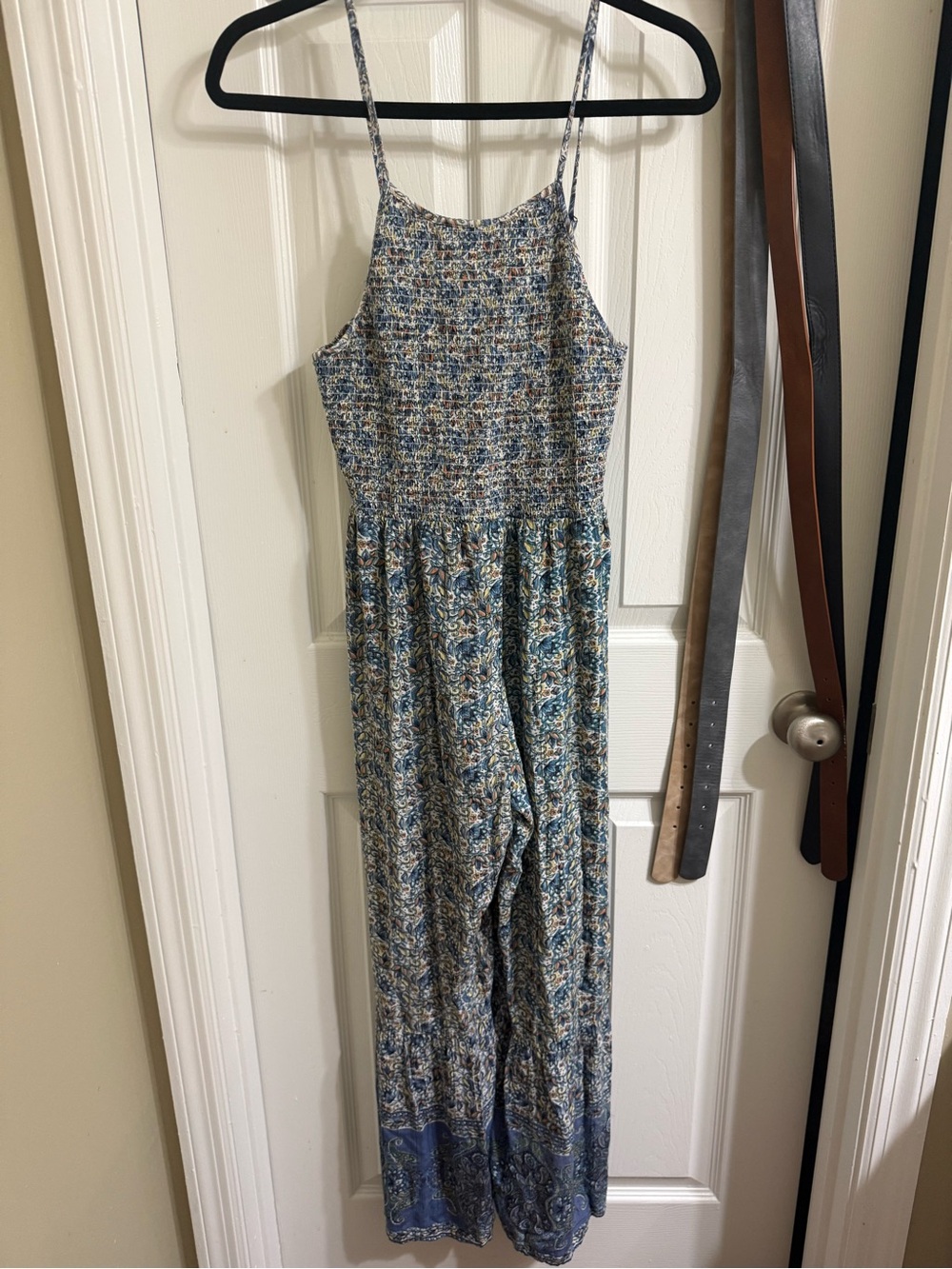 Smocked Blue Floral Romper